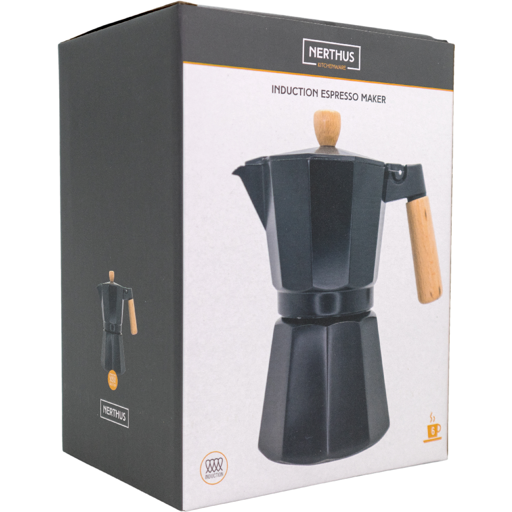 Vin Bouquet (Find It Import & Export Sl) - Wholesale Percolator - Italian Induction Coffee Maker 6 cups Black Wood Design1