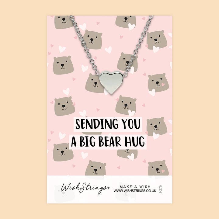 BIG BEAR HUG - Heart Necklace - J276 for wholesale by WishStrings