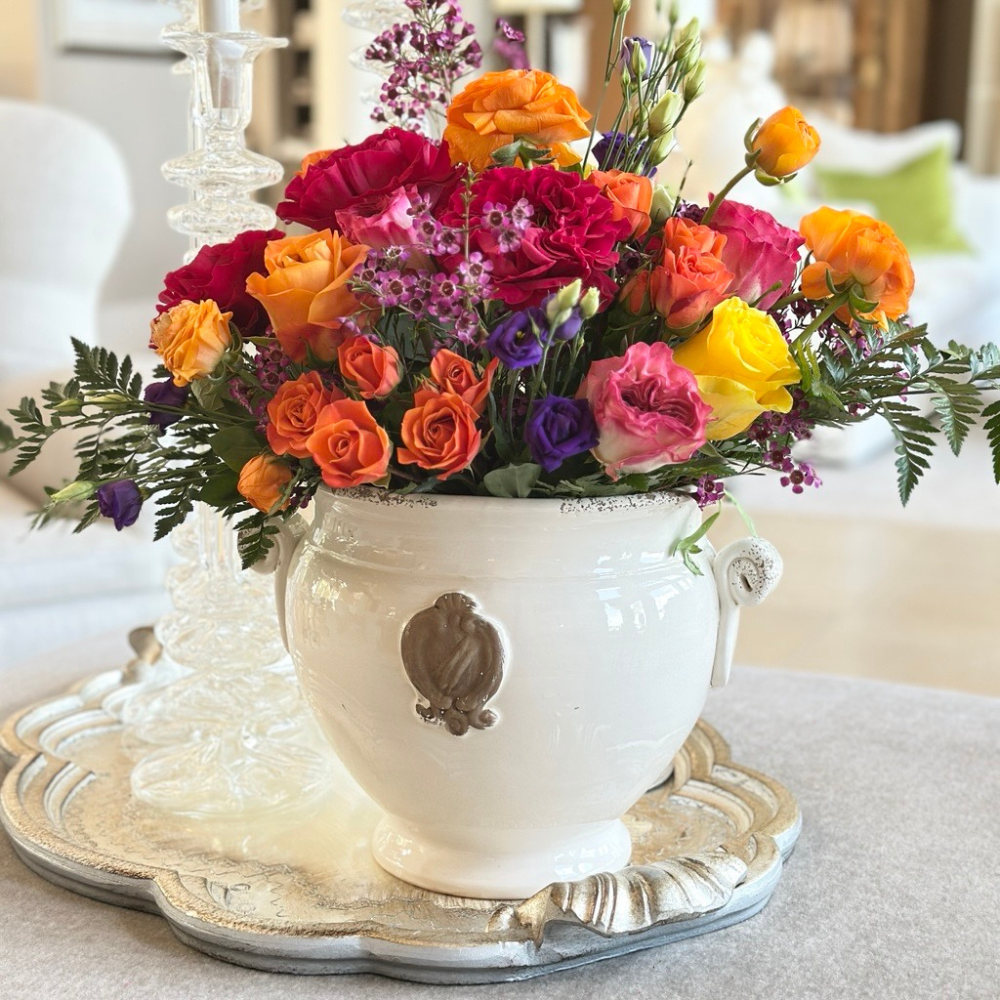 Arte Italica & Crown Linen Designs - Vendita all'ingrosso Vasi per piante - Vaso Scavo Monarch, Crema - Nuovo1