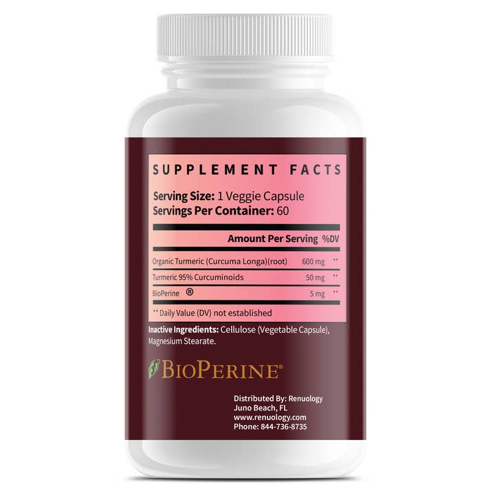 Renuology - Wholesale Oral Supplement/Vitamin - Turmeric with BioPerine
