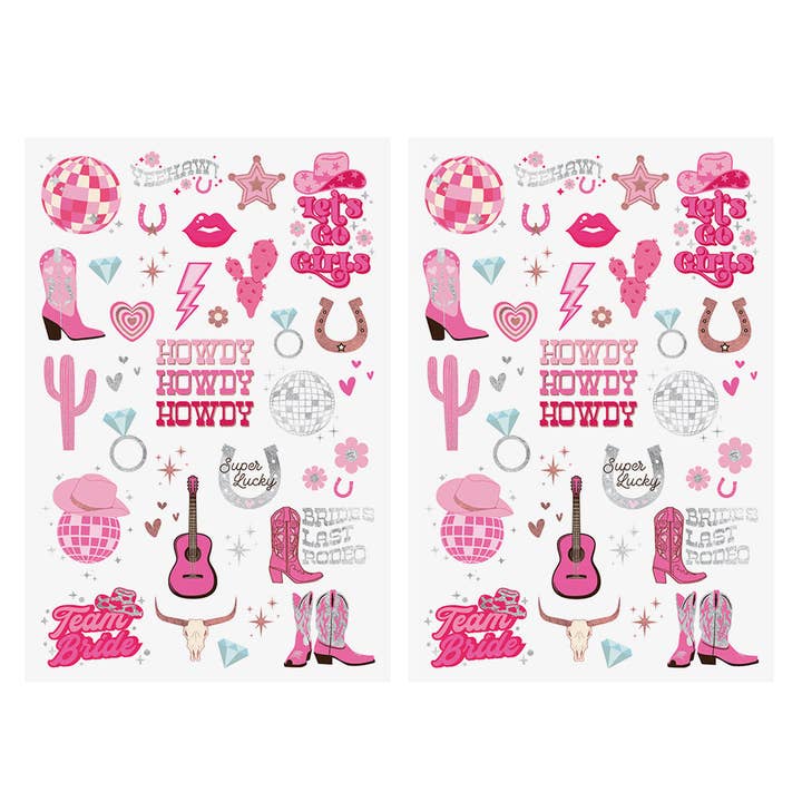 Flash Tattoos - Venta al por mayor Tatuajes temporales - Tatuajes temporales metálicos DISCO COWGIRL BACHELORETTE4
