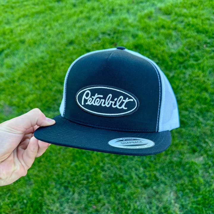 River Bent Hat Co. - Wholesale Trucker Hat - Unisex - Peterbilt Black/White Snapback1