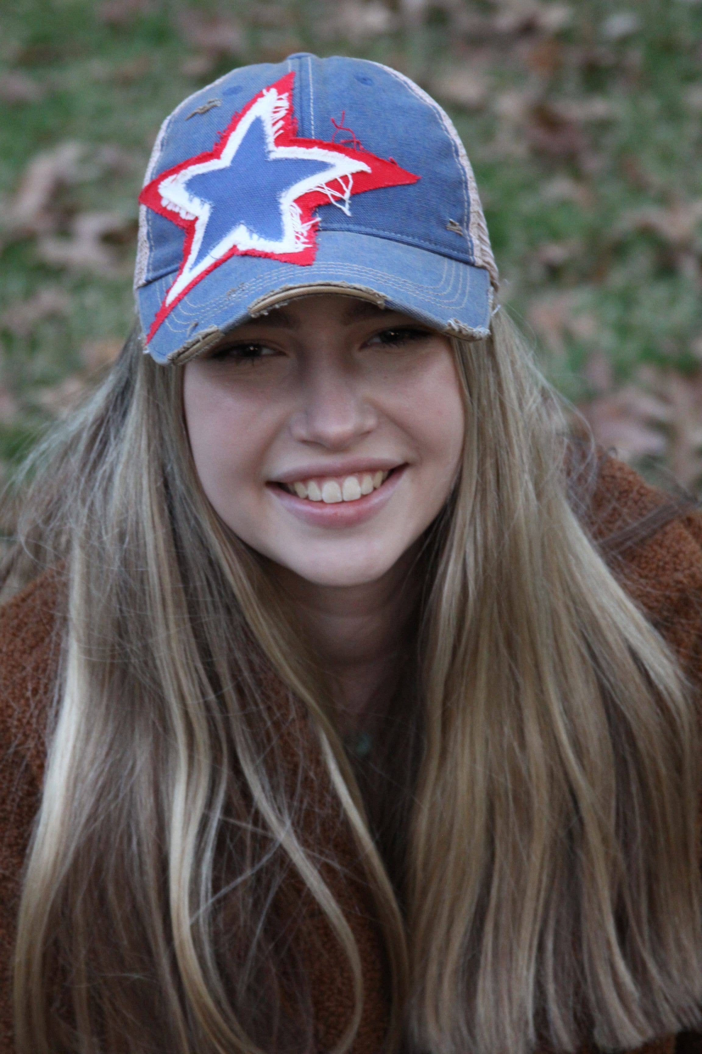 BohoGroove - Wholesale Baseball Cap - Women's - Star Hat, Red, White and Blue Hat1