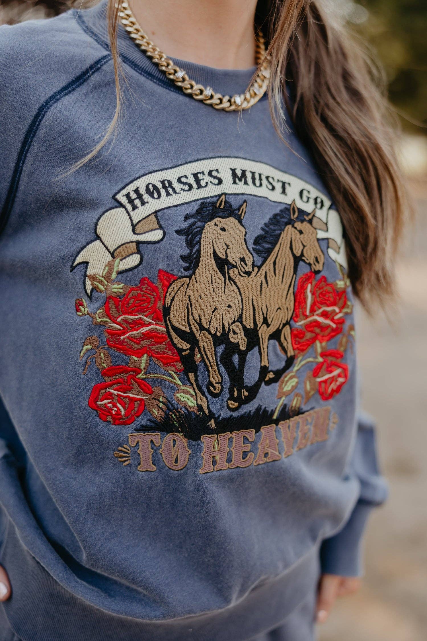 Rodeo Quincy - Wholesale Graphic Sweatshirt - Women's - Horses in Heaven Pullover1