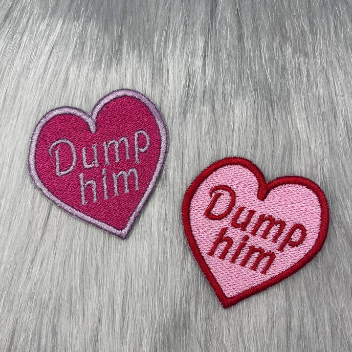 Toppa ricamata a forma di cuore Dump Him per la vendita all'ingrosso da parte di Troublesome Heart
