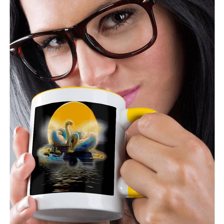 3dRose - Wholesale Coffee Mug - 3dRose, White swans in beautiful lake with bright moon stunning colors, Mug1