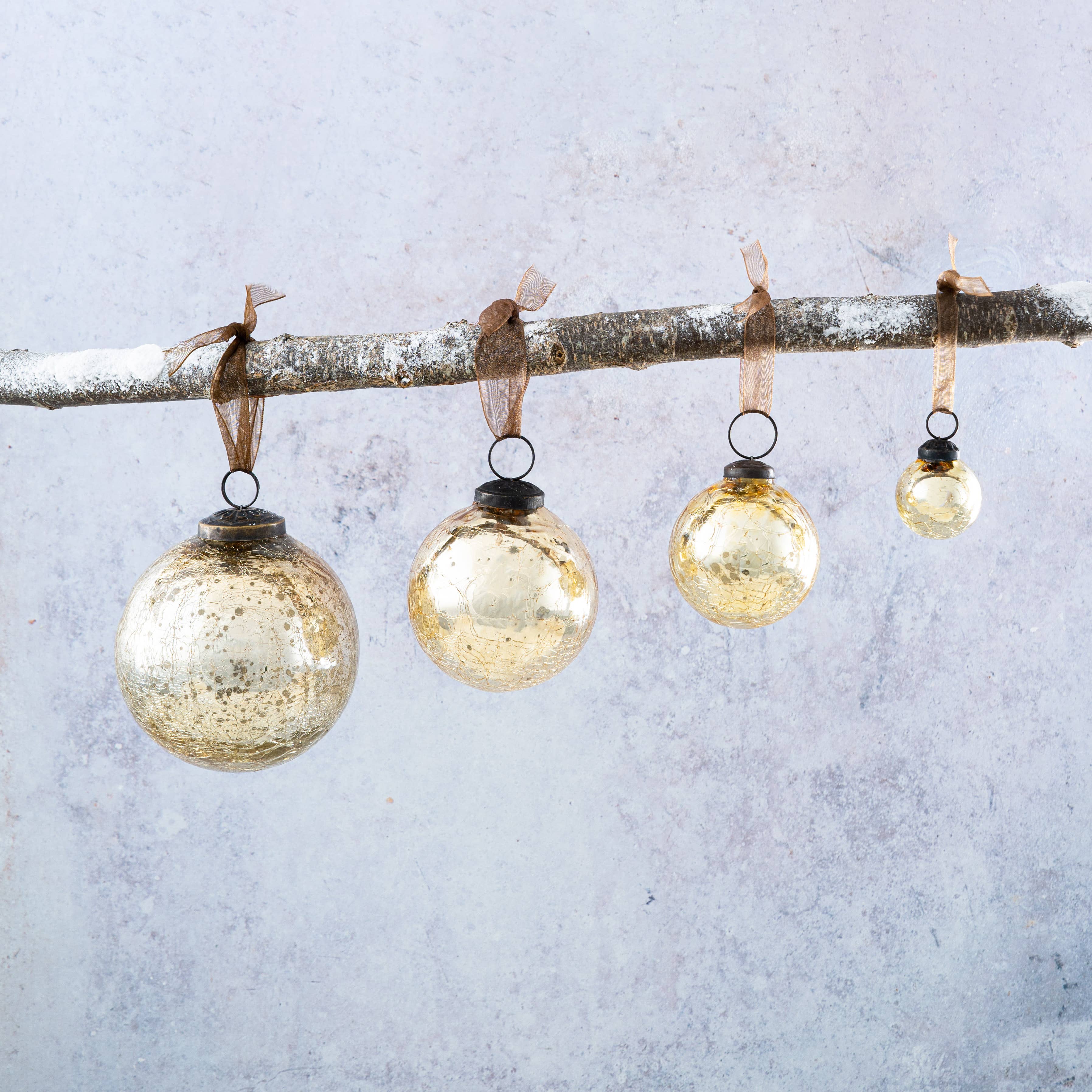 Bollywood Christmas - Wholesale Ornament - 3" Large Gold Crackle Glass Christmas Tree Bauble Decoration2