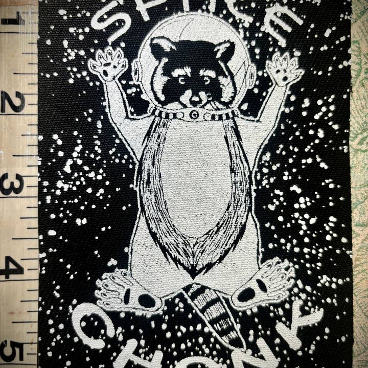 Three Raccoons - Wholesale Patch - Space Chonk, Raccoon space traveler patch.