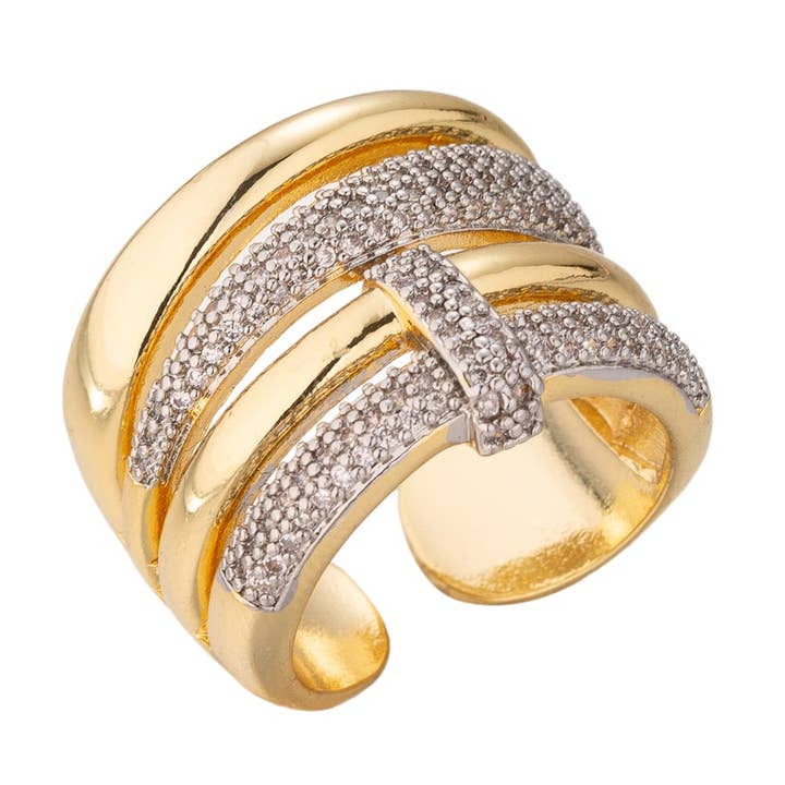 Guld Vintage Guld CZ Statement Justerbar ✦ RI-0310 for engroshandel hos Simply Jewels