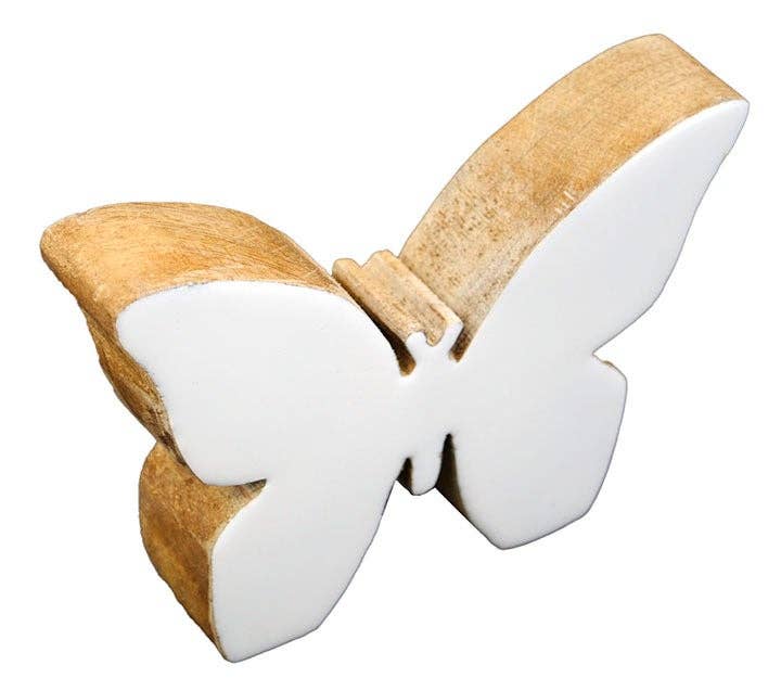 Will's Company - Wholesale Decorative Tabletop Object - Wood Butterfly with White Enamel Finish - 2 sizes3