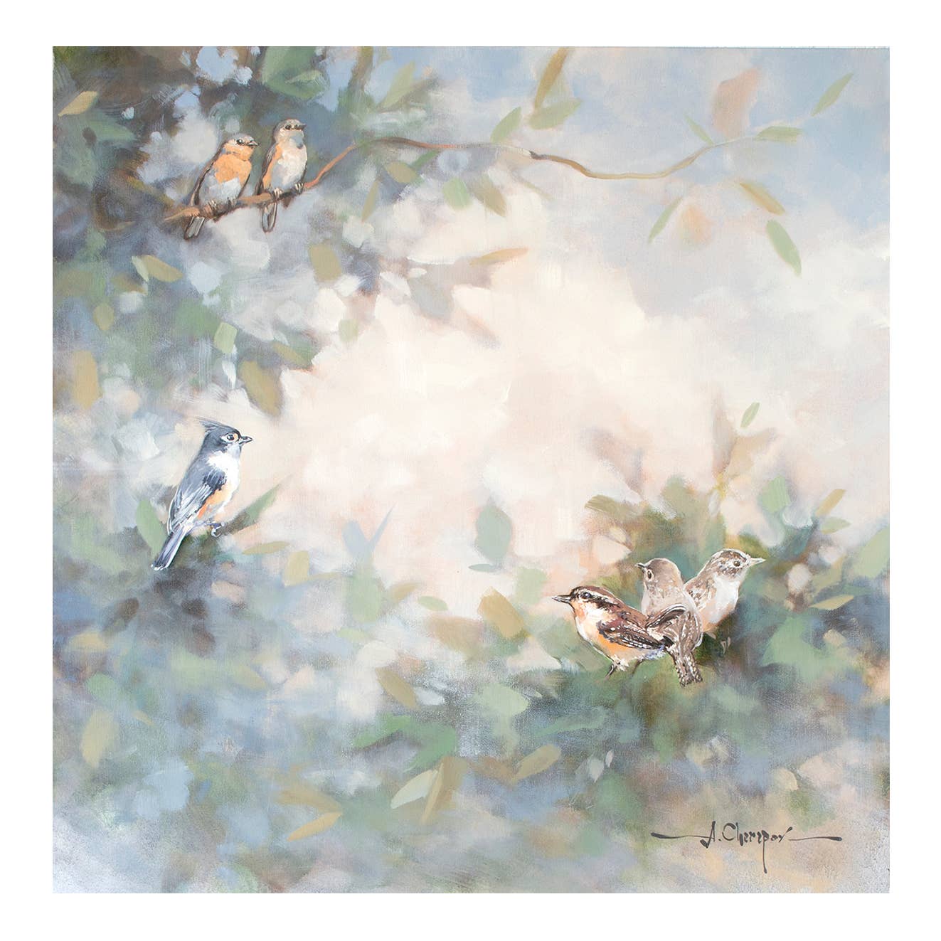 Red Dog Master Prints - Wholesale Art Print - "Songbirds in Powder Blue" Aleksandr Cherepov art print0