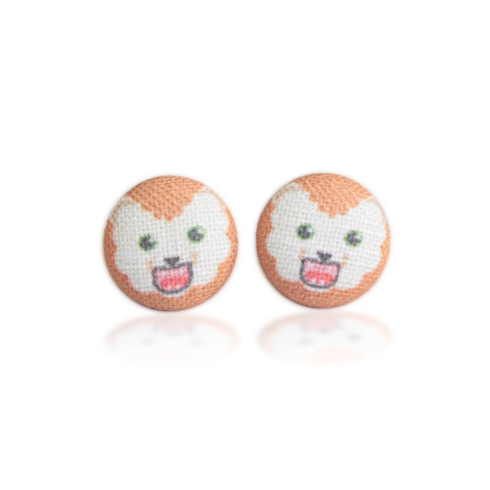 Rachel O's - Wholesale Stud/Post Earrings - Lion Fabric Button Earrings4
