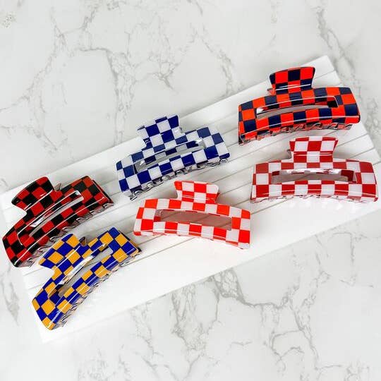 Prep Obsessed Wholesale - Wholesale Hair Clip - Women's - Game Day Checkered Claw Clips