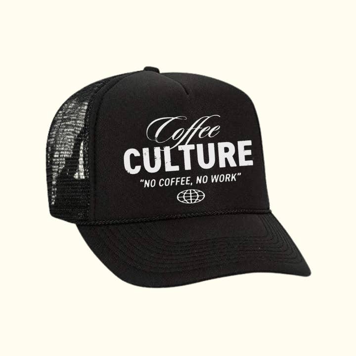 WE THE BABES - Wholesale Trucker Hat - Women's - Coffee Culture Boho Trendy Coffee Lover Trucker Hat - Black