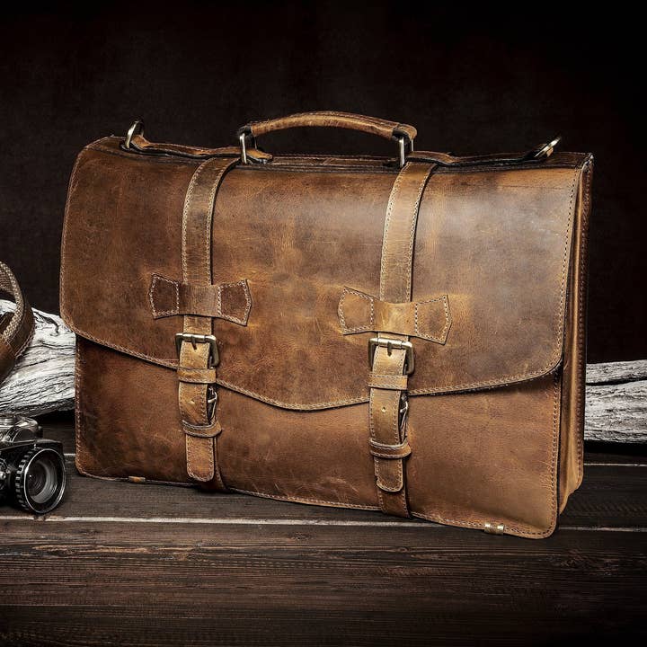 Håndlavet læder Rejsetaske Laptop kontor taske kobber bøg for engroshandel hos Kalating Leather UK