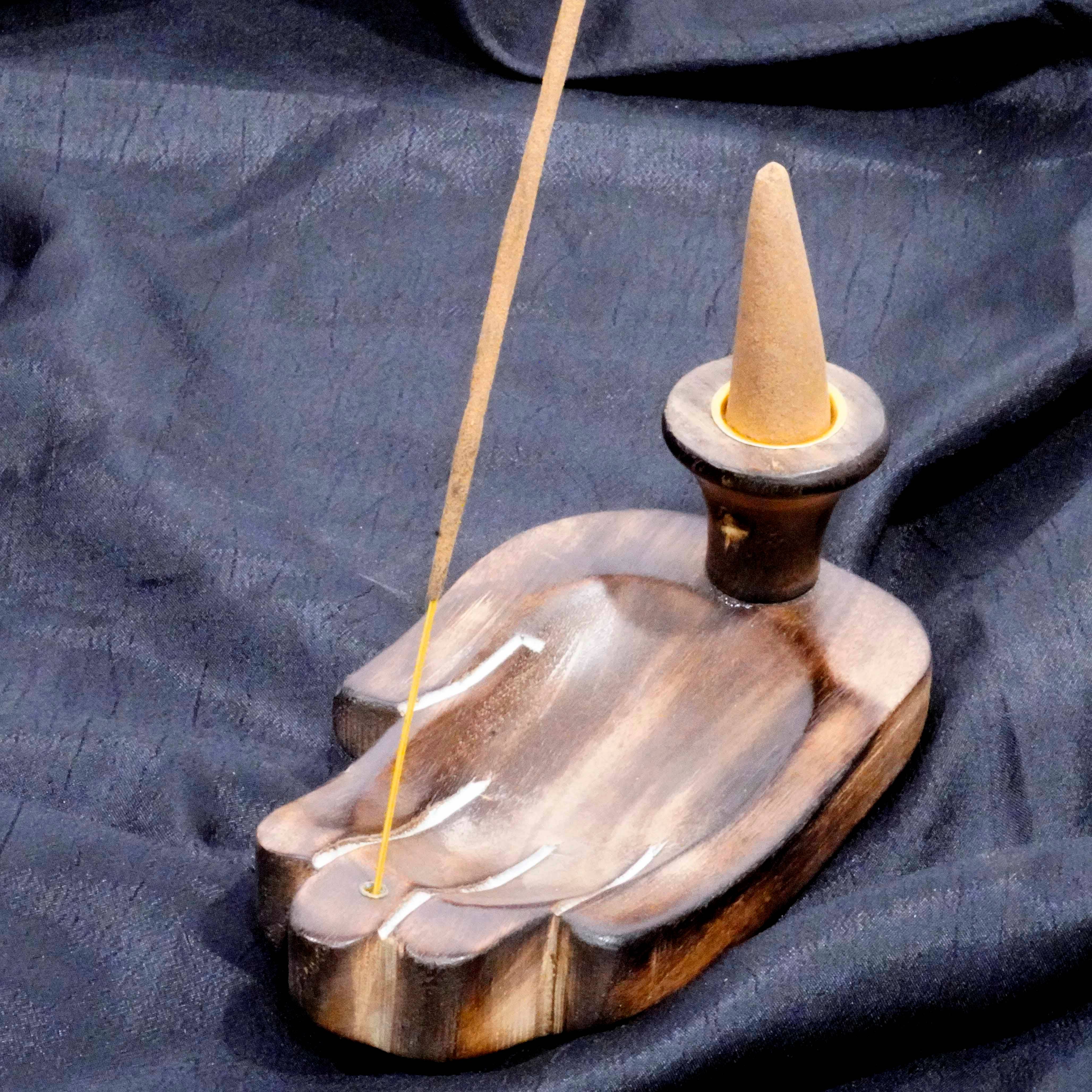 R. Expo/Song of India - Wholesale Incense Holder - Wood Backflow Cone Burner - Hand1