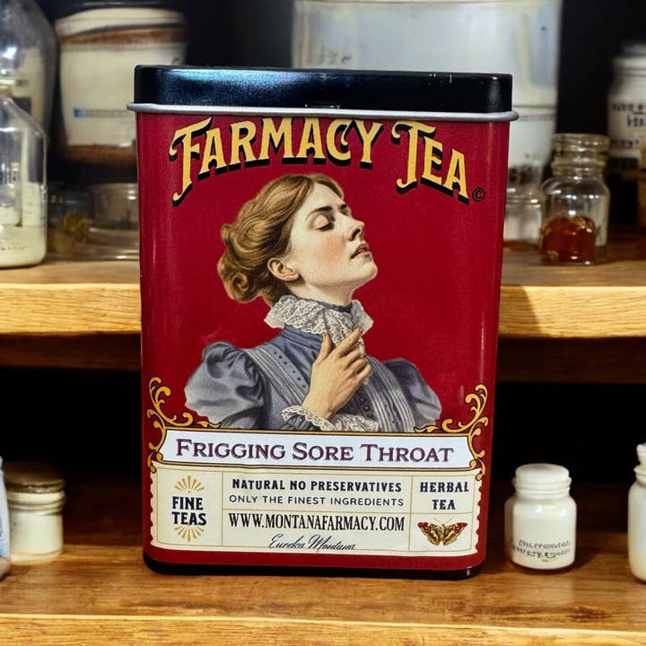 Montana Farmacy - Wholesale Tea bags - Frigging Throat Tea Soothing Tasty Tea Tin pocket/ travel 3