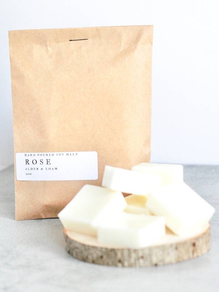 Rosen-Soja-Wachs schmilzt, handgegossen, umweltfreundlich, 2,5 oz für den Großhandel von Alder and Loam