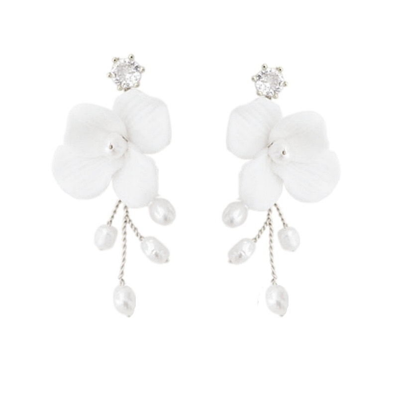 Athena Bridal Jewellery - Wholesale Dangle Earrings - LILLIAN FRESHWATER PEARL EARRINGS - SILVER CZER6646