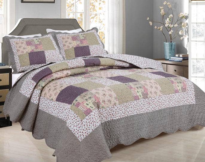 J&V TEXTILES – wholesale Bedding set – 3-Piece Cotton Blend Reversible Quilt Set0