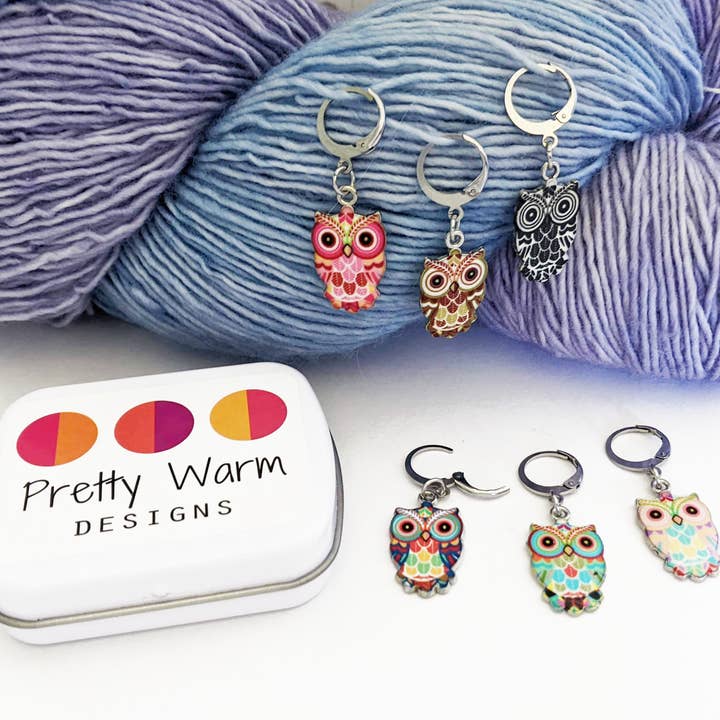Pretty Warm Designs - Wholesale Knitting/Crochet Supplies - Owl Locking Stitch Markers - Set of 63