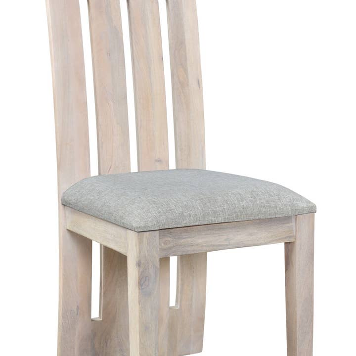 HomeRoots - Wholesale Chair - Set of Two Gray and Natural Fabric And Wood Slat Back Dining Side Chairs
