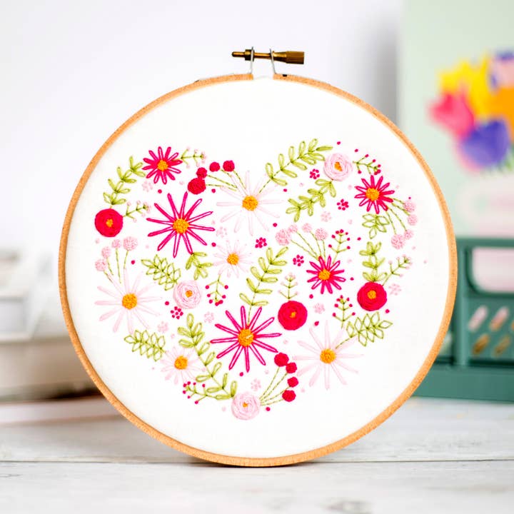 Floral Heart Handmade Embroidery Kit Hoop Art for wholesale by Oh Sew Bootiful