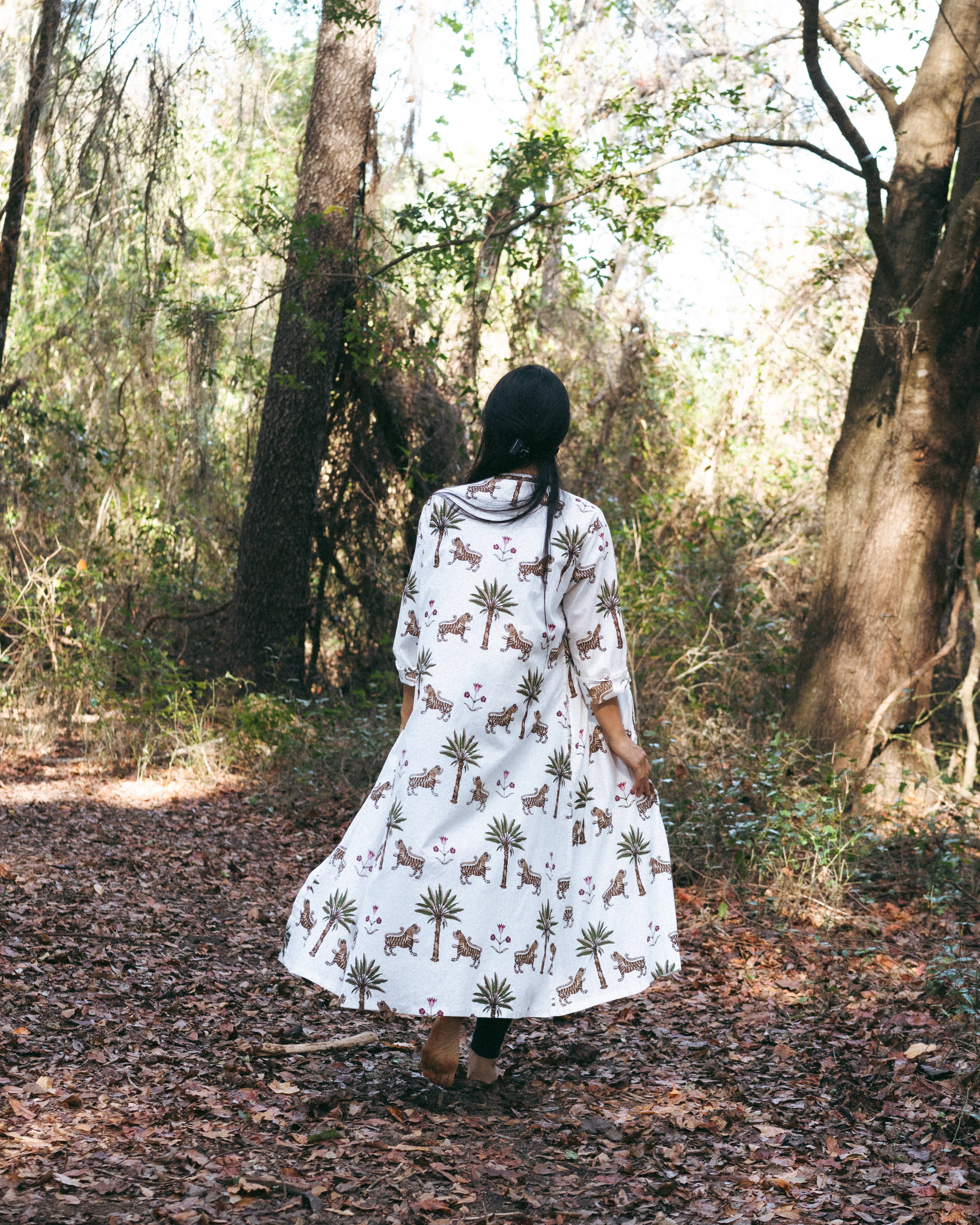 Devi Shop - Wholesale Robe - Women's - Cotton Block Print Robe ~ Tiger & Palm1