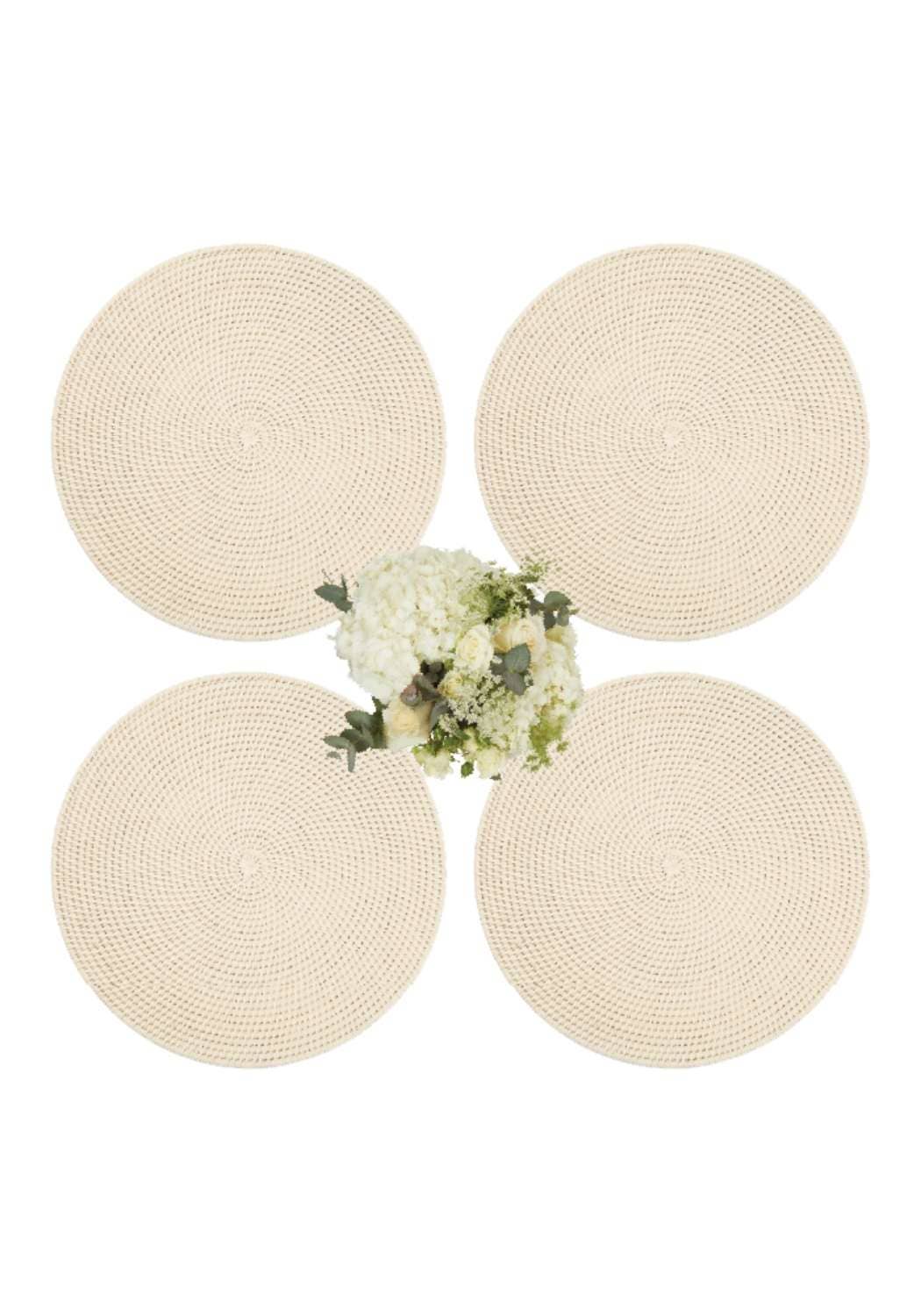 Madame Smart Ltd – wholesale Placemat – Round & Round Rattan Placemat Sand Colour - Set of 41