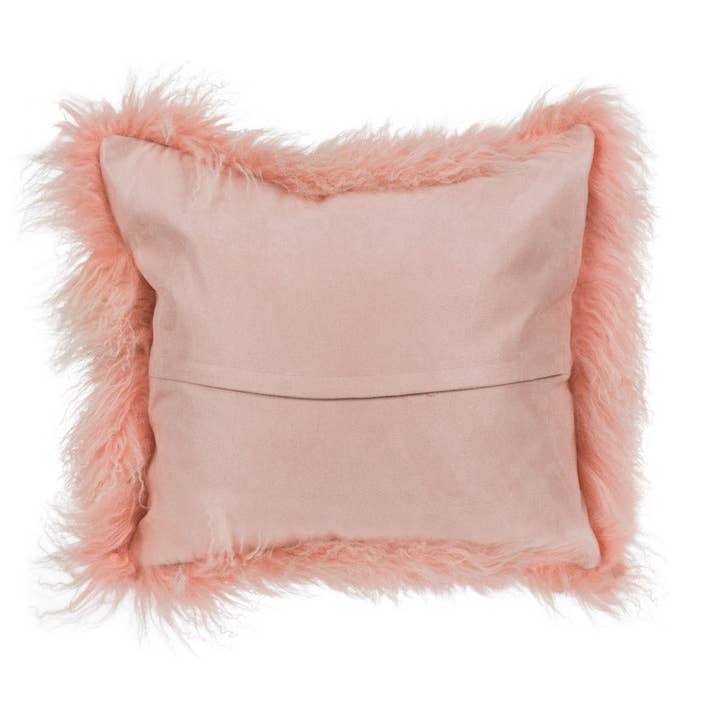Mongolisches Pelz-Doppelt-Tauchkissen Rosa für den Großhandel von Aviva Stanoff Design