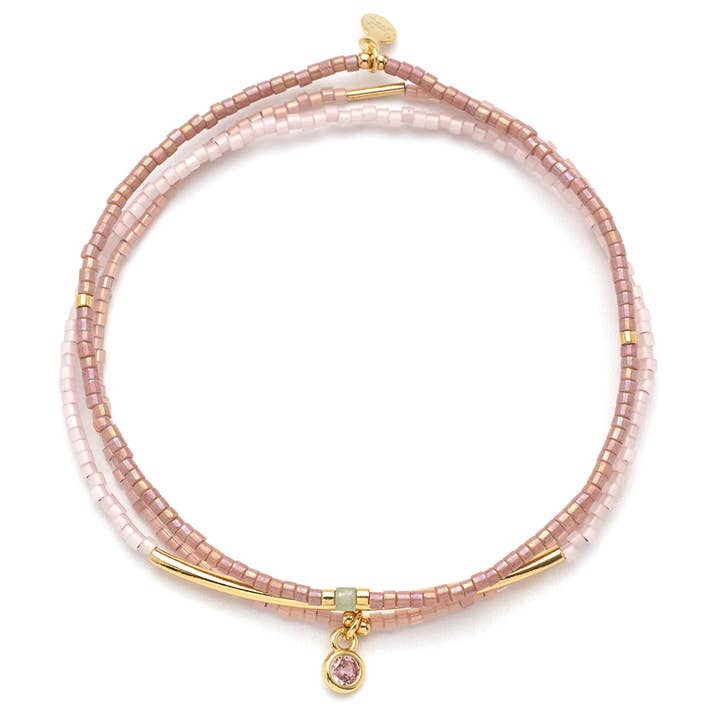 Tonal Chromacolor Miyuki Bracelet Trio - Blush/Gold for wholesale by Scout Curated Wears