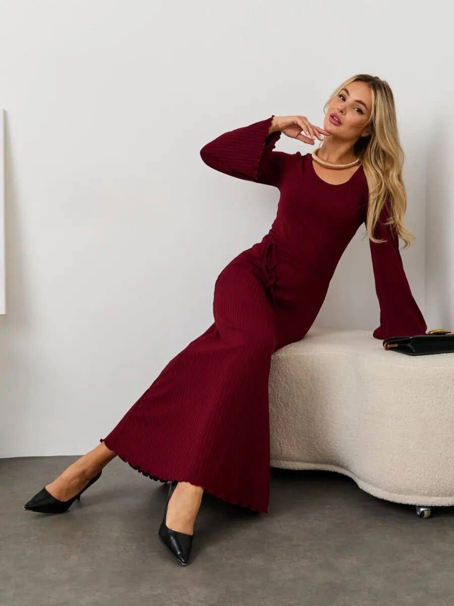 Lily Clothing - Wholesale Dress - Women's - Loose U collar back strap flared sleeve dress13