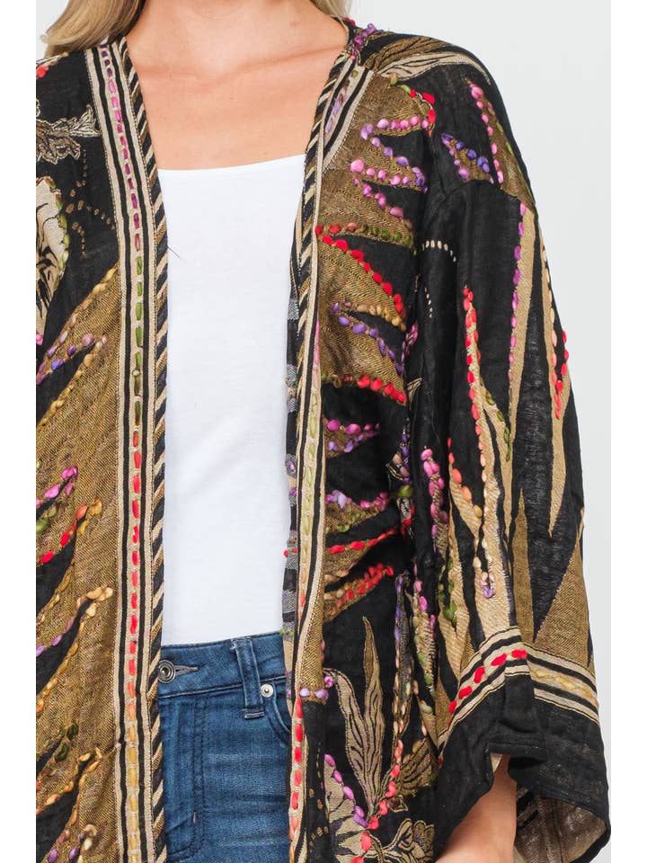 Raj Trading & Imports (USA) Inc. - Wholesale Kimono - Women's - Meghan Black Thick Stitch Duster