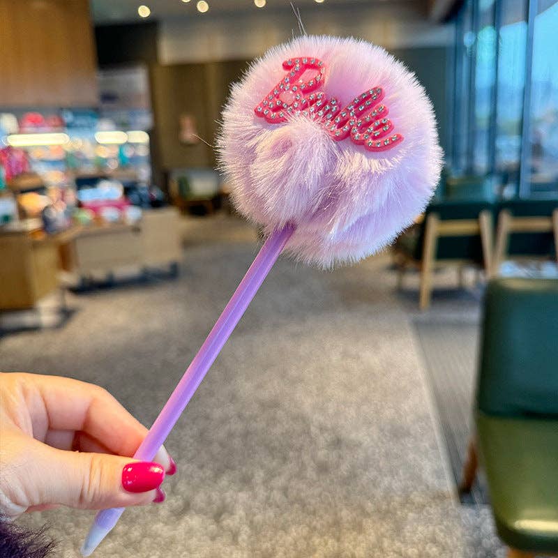 Little Trendy - Vente Stylos - Stylo à bille créatif avec boule en peluche Barbie Diamant4