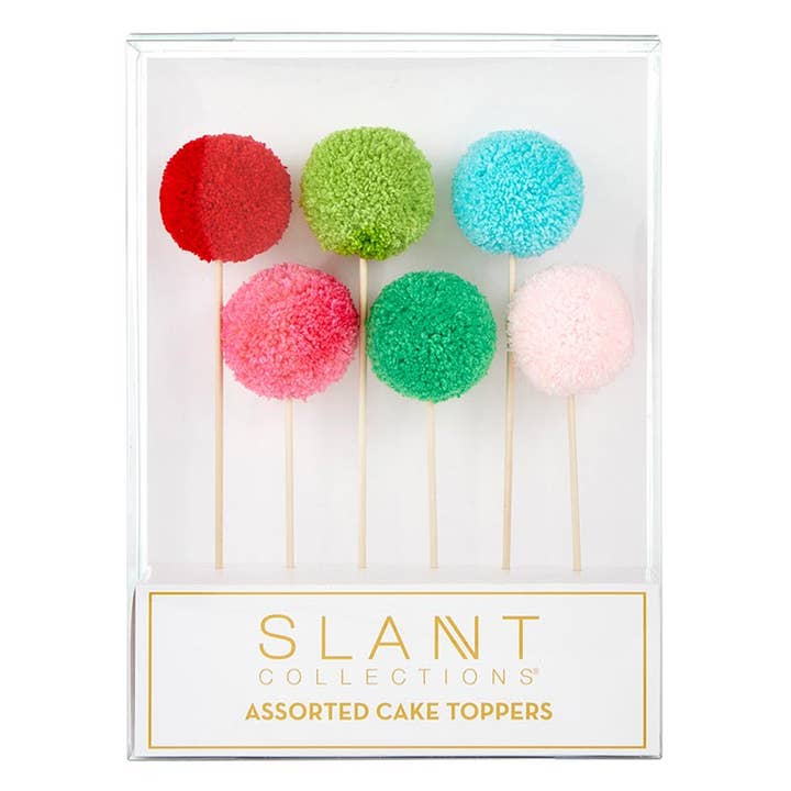 Slant Collections by Creative Brands - Wholesale Cake/Cupcake Topper - Pom Pom Cake Topper - Holiday1