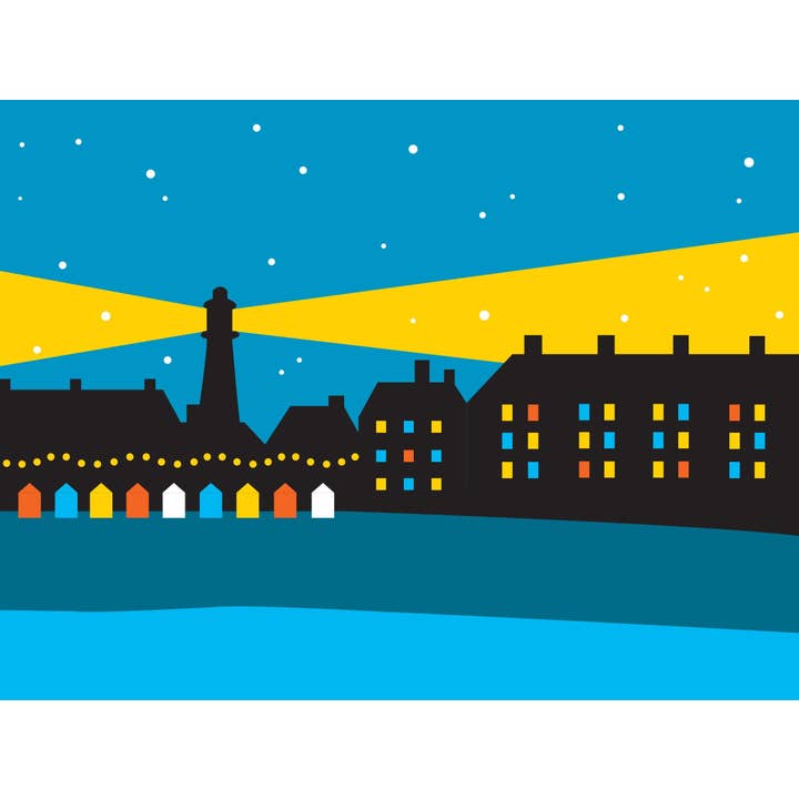 Biglietto natalizio SOUTHWOLD Lighthouse - confezione da 6 biglietti per la vendita all'ingrosso da parte di Rebecca Pymar