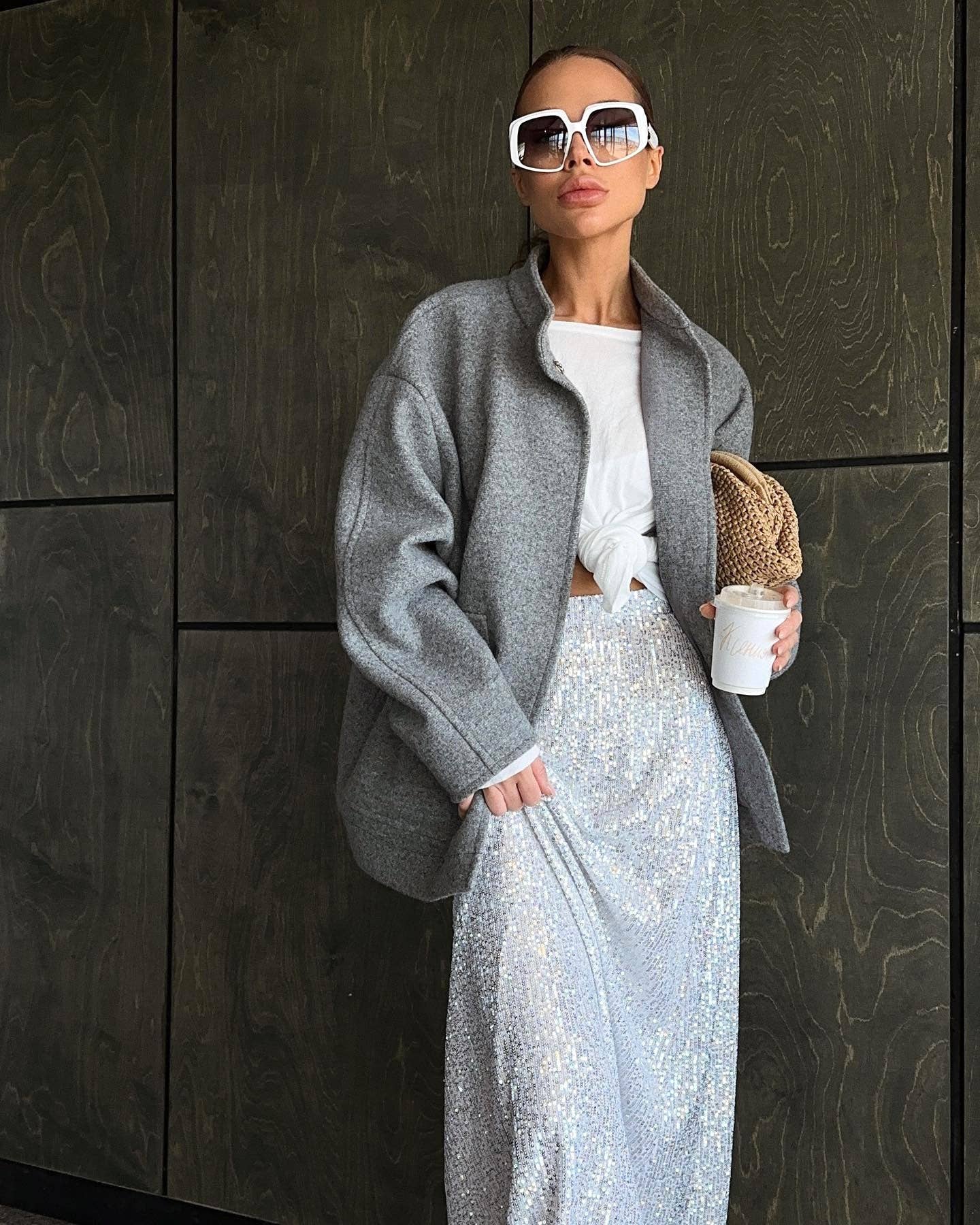 Marayn - Wholesale Coat - Women's - Gray Wool Coat Chic Modern Timeless Style11