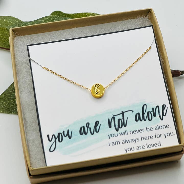 Little Happies Co - Wholesale Pendant/Charm Necklace - Semi-Colon, Semicolon Necklace, Mental Health Awareness3