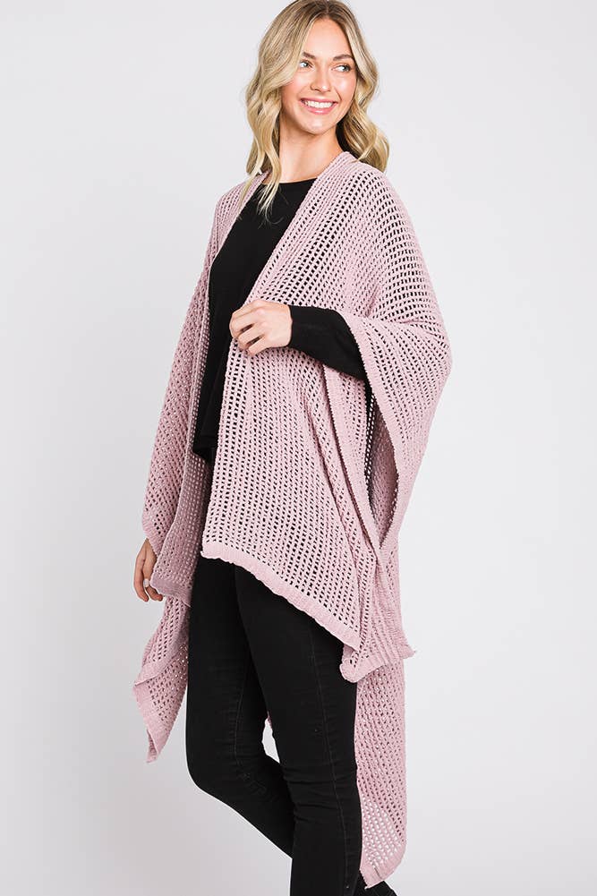 Hana - Wholesale Cardigan - Dames - Solid Chenille Crochet Ruana20