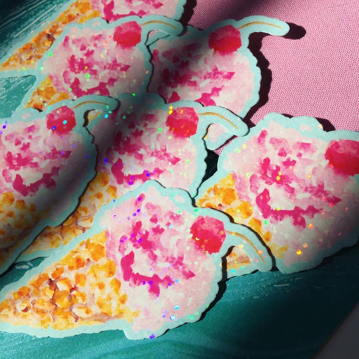 Cone de sorvete impermeável com adesivo de cereja por atacado de stickersbyjodi