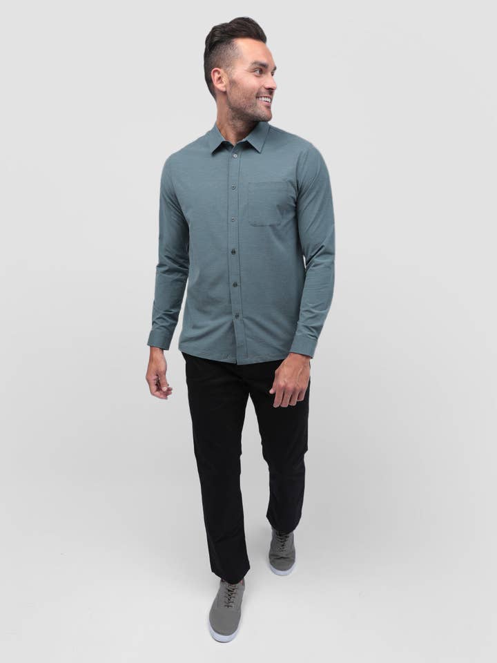 INTO THE AM - Vente Chemise à col boutonné – homme - Chemise boutonnée à manches longues pour hommes42
