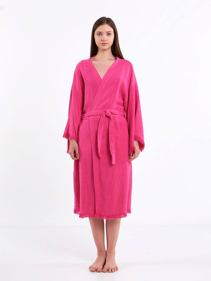 Yaz Concepts - Venta al por mayor Kimono - Mujer - Bata corta tipo kimono para el equipo de la novia con inscripción "Novia" en rosa.8