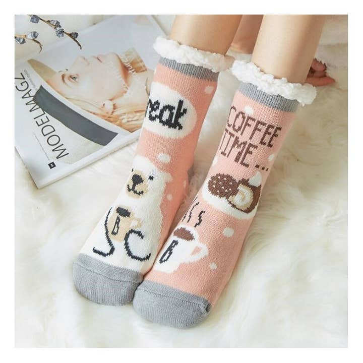 Sheer Trend - Wholesale Socks - Women's - Adults Cute Cartoon Fleece Lining Warm Thick Homewear Winter Floor Socks5