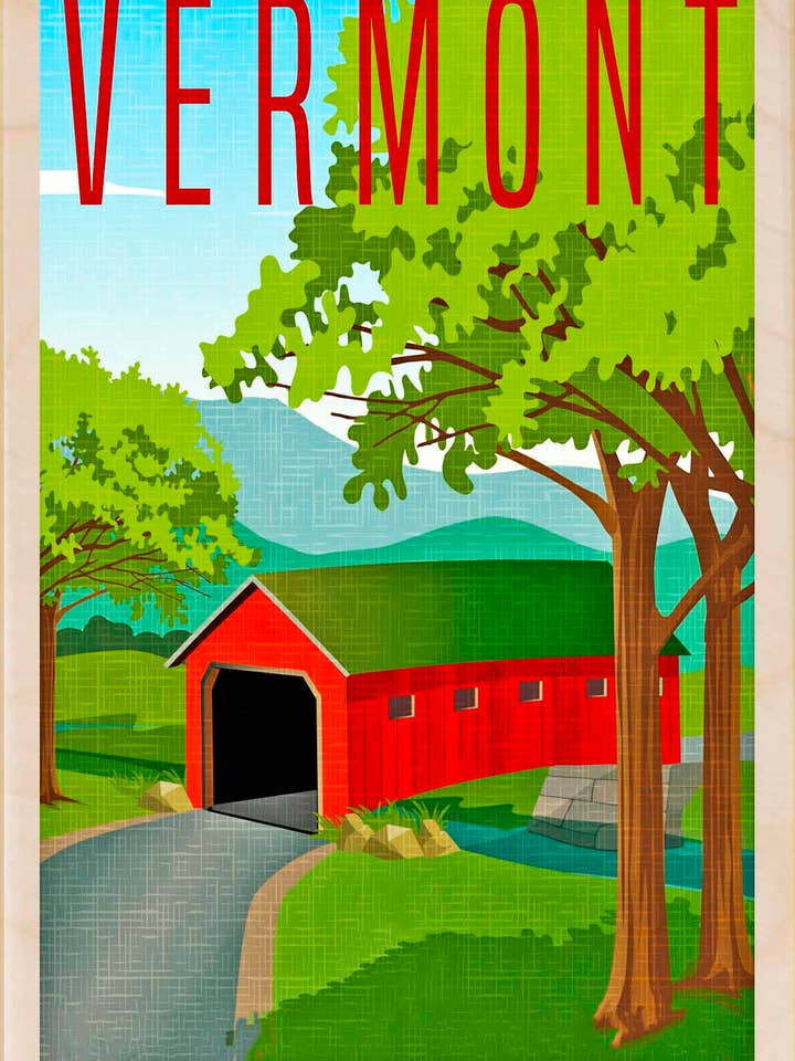 Vermont - Cartes et aimants écologiques pour la vente par THE WOODEN POSTCARD COMPANY
