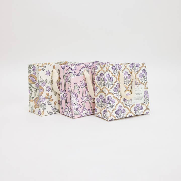 Paper Mirchi - Wholesale Gift Bag - Hand Block Printed Gift Bags (Small) - Lavender