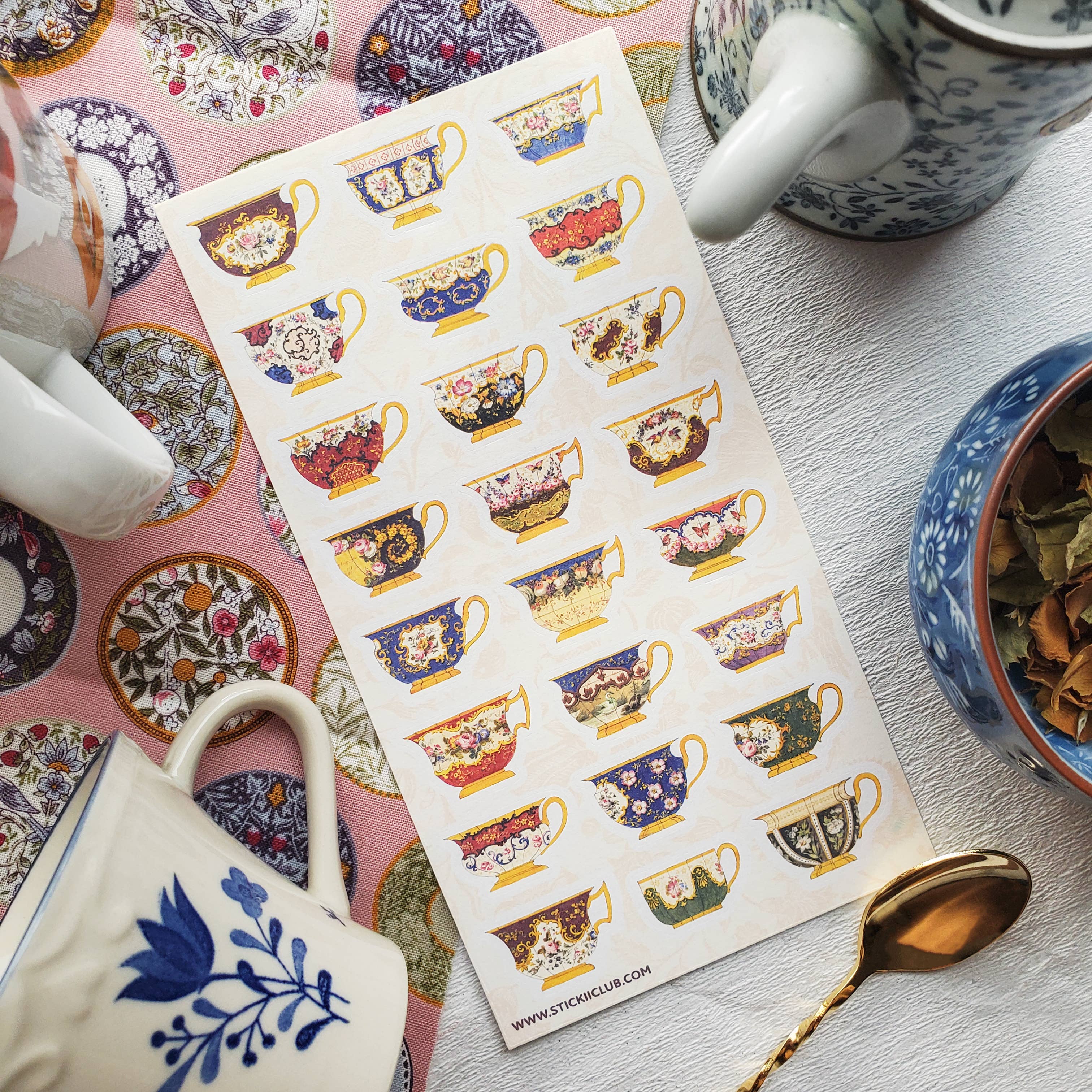STICKII - Wholesale Sticker - Porcelain Teacups Sticker Sheet1