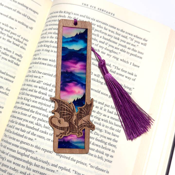 Art by Sharell - Wholesale Bookmark - Fantasy Dragon Bookmark | Wood & Acrylic Tassel Bookmark3