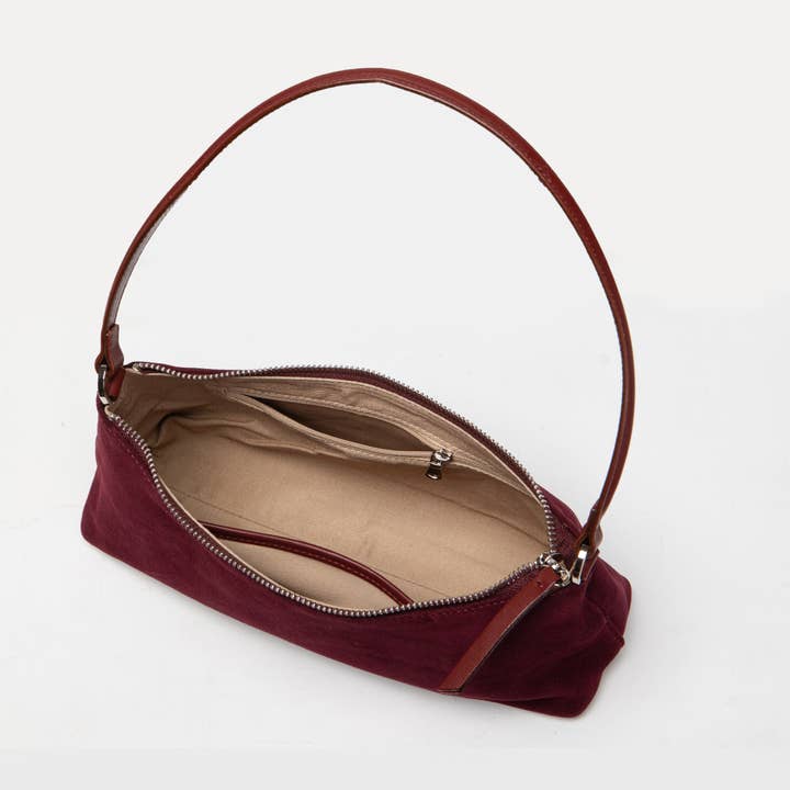 UPPDOO - Wholesale Shoulder bag – women's - Crescent Suede Shoulder Bag - Bordeaux2