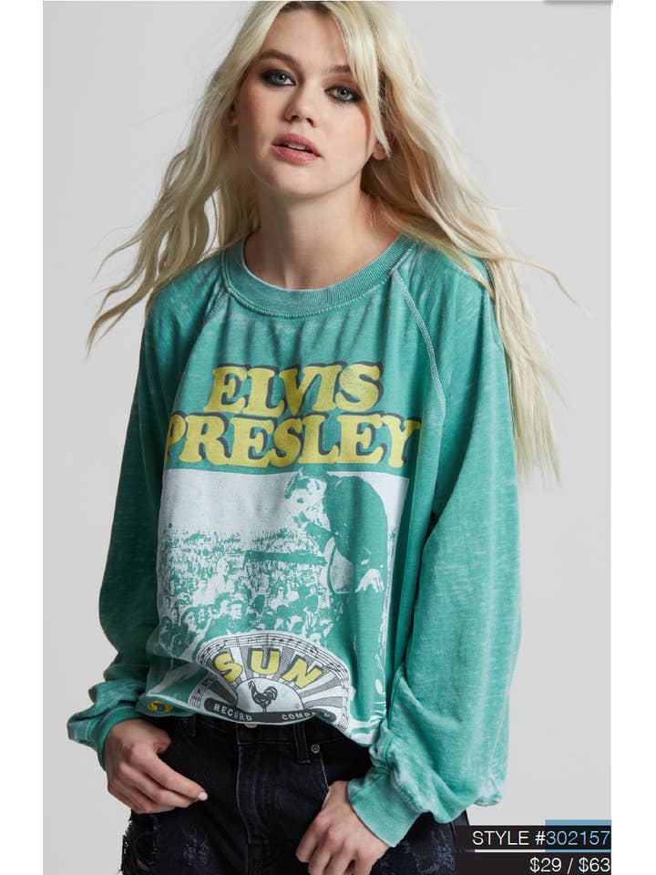 Dill Weed 302157 - 930 Sun Records X Elvis Ls Burnout Sweatshirt for wholesale on Faire