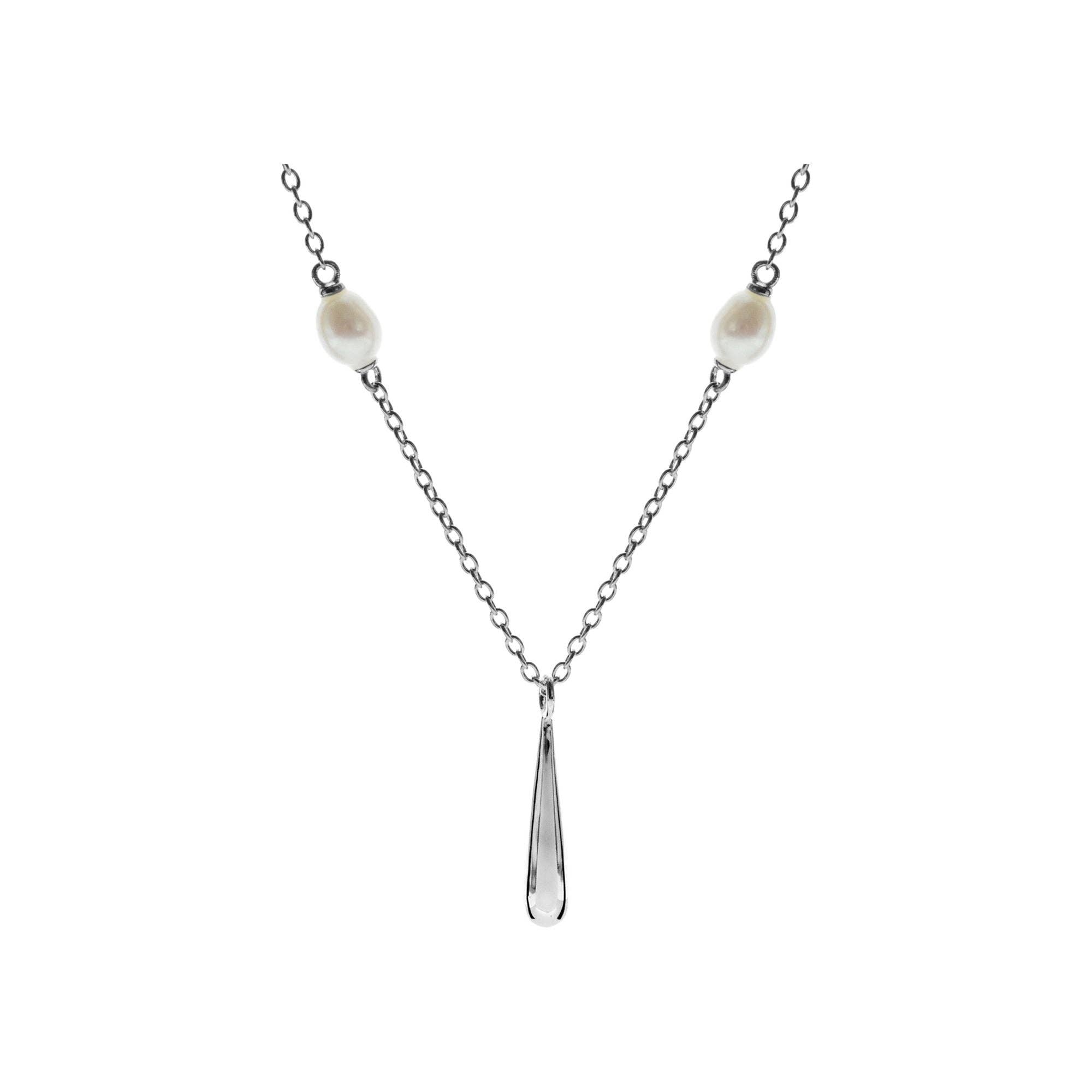 Kali Ma Designs - Sterling Silver Jewellery – wholesale Pendant/charm necklace – Elsie double inline pearl & elongated teardrop necklace0